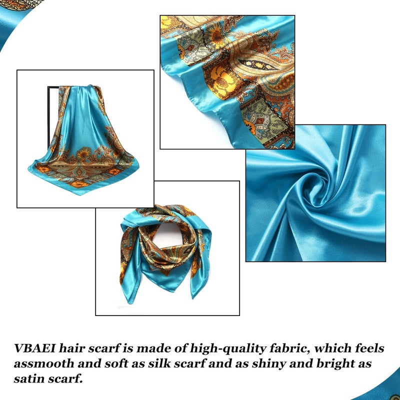 VBAEI 35” Large Square Satin Head Scarf - 1Pcs Satin Hair Scarf Silk Bandana Head Wraps For Women - Image 2